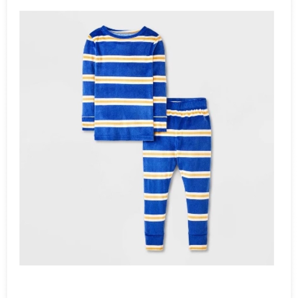 Cat jack Blue and Yellow Striped Kids Pajamas